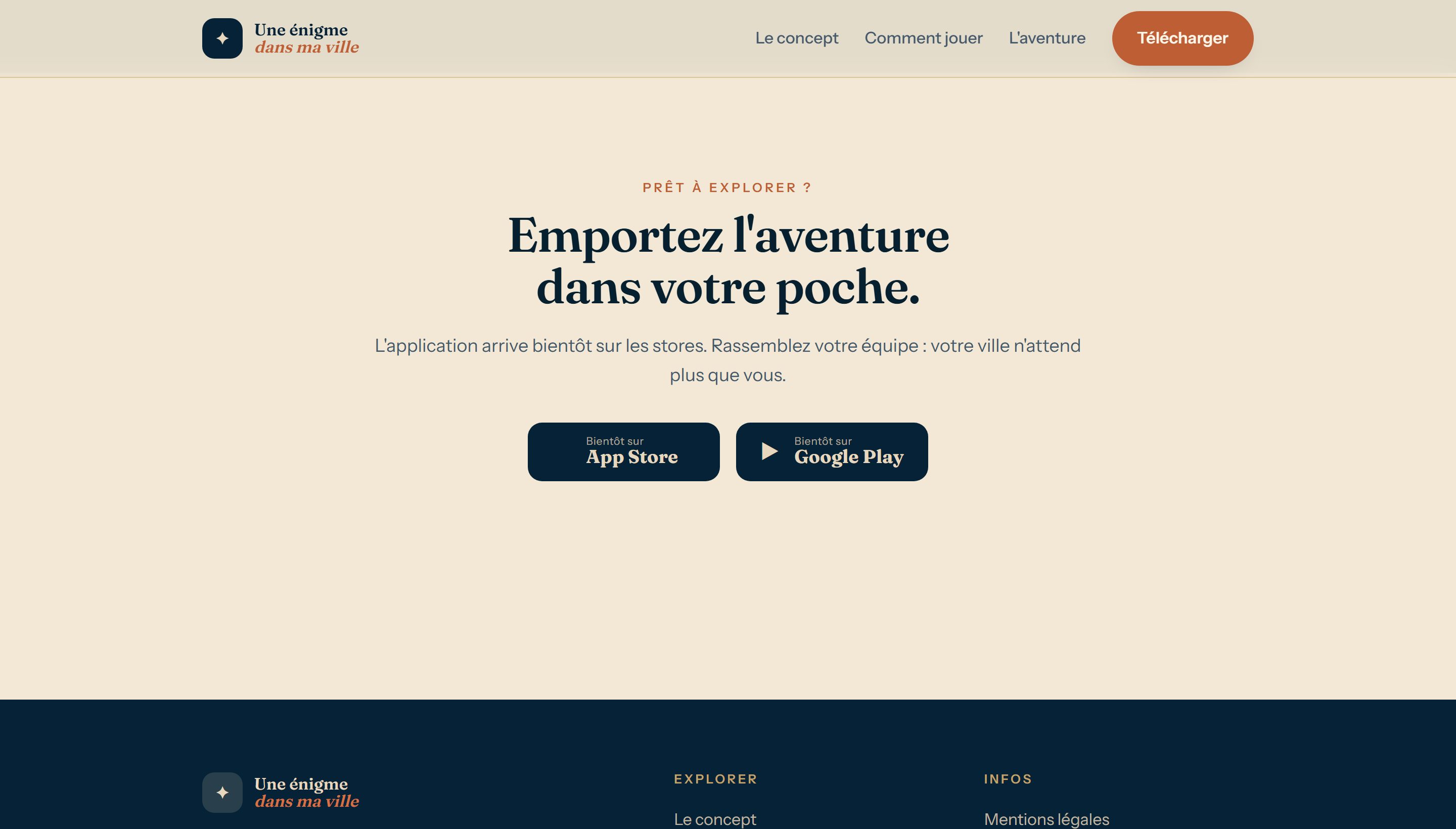 Une énigme dans ma ville : la section « Emportez l’aventure dans votre poche » — téléchargement de l’application