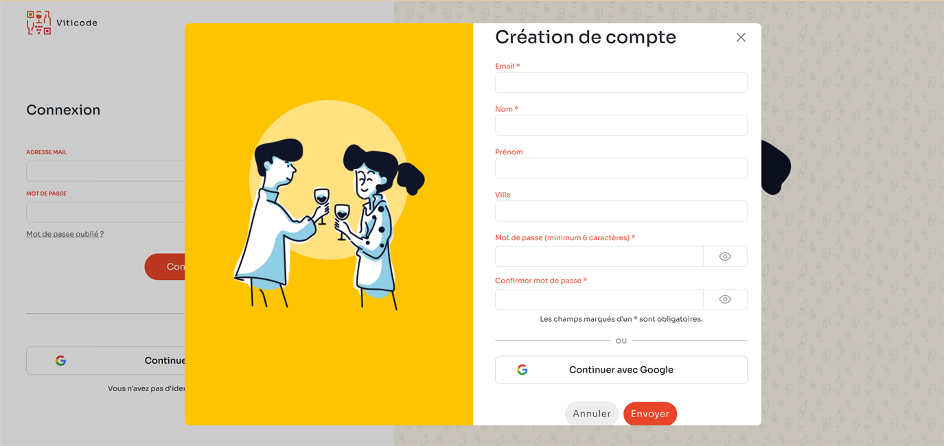 Viticode : création d’un compte pour accéder à l’espace de gestion des étiquettes